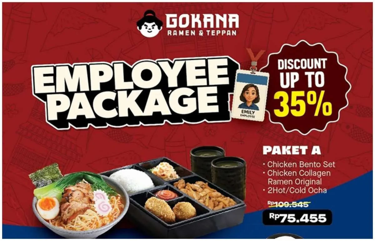 Promo Gokana Employee Package Senin-Jumat, Pilih Paket Favorit Diskon sampai 35%