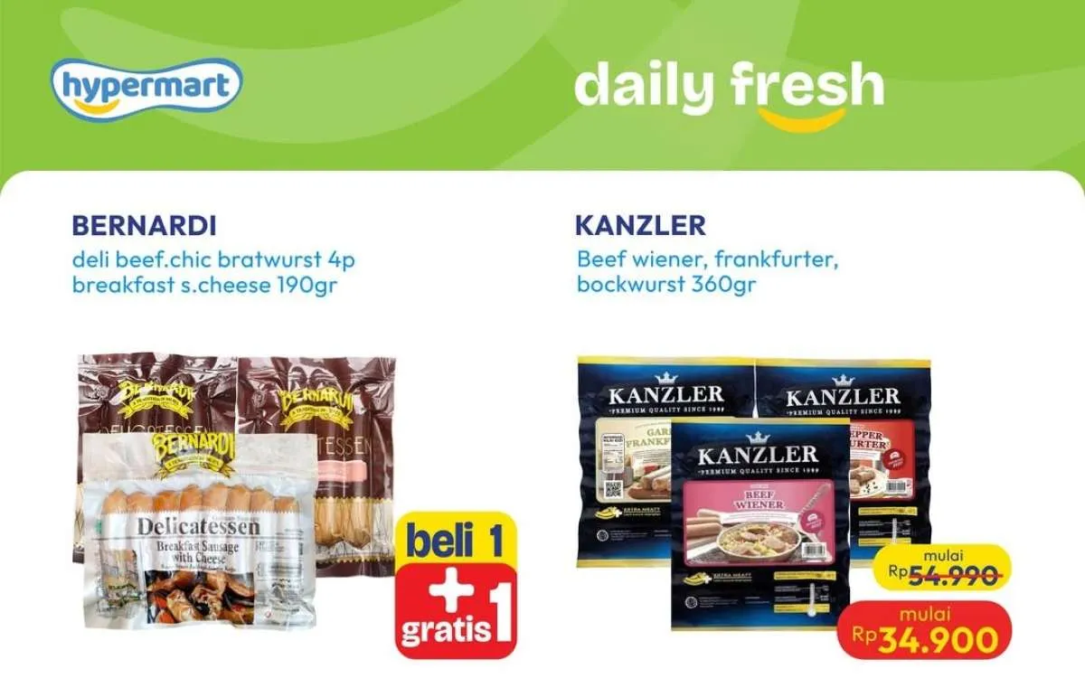 Promo JSM Hypermart 12-15 September 2025, Beli 1 Gratis 1 Sosis Kanzler-Belmeat