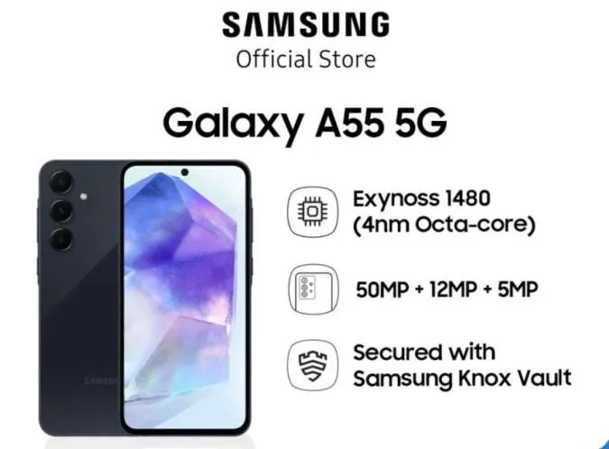 Samsung A55 Bisa Merekam Video dengan Resolusi 4K di Kamera Depan & Belakang Lo!