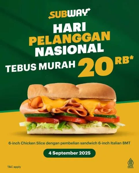 Promo Subway Hari Pelanggan Nasional September 2025