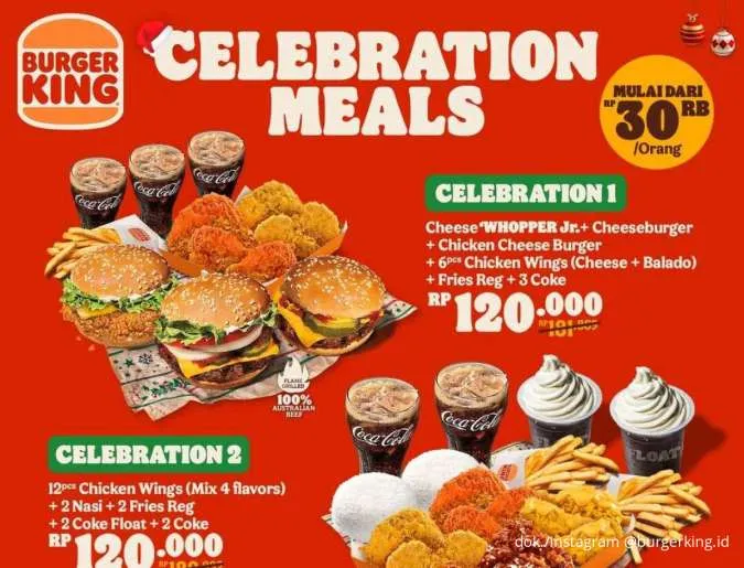 Tutup Tahun Hemat dengan Promo Celebration Meals Paket Burger King Serba Rp 120K