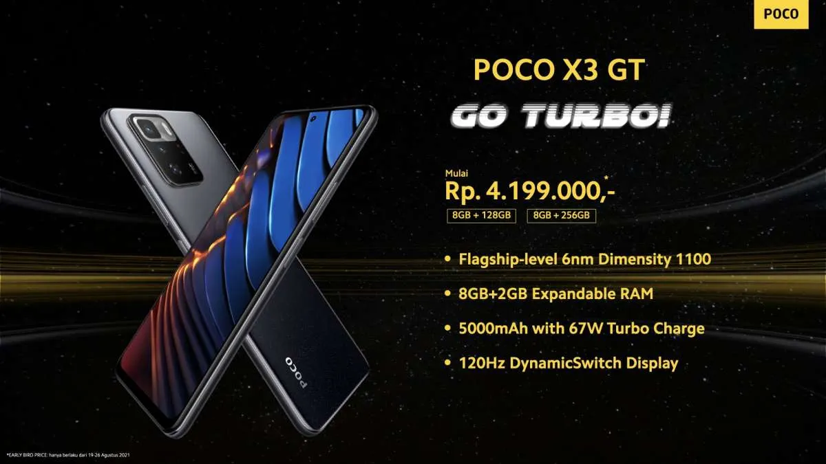 Harga HP POCO X3 GT di Indonesia hanya Rp 4 jutaan, didukung 5G dan RAM 8GB