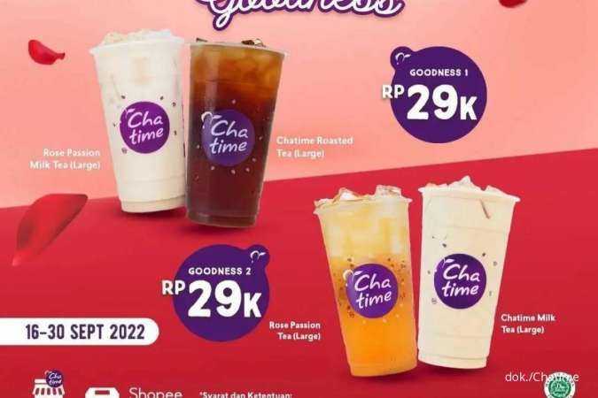 Promo Chatime SepTEAmber 16-30 September 2022, Beli 2 Minuman Large Cuma Rp 29.000