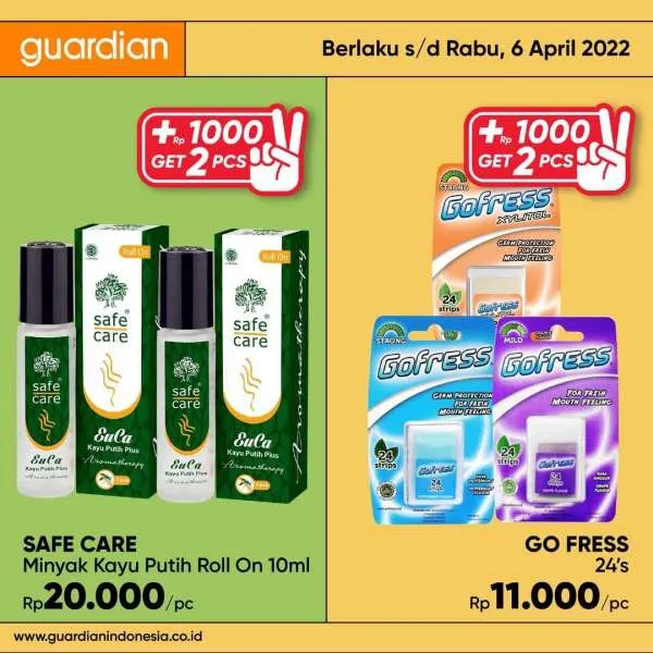 Promo Guardian +1000 Get 2 Pcs Periode 31 Maret-6 April 2022
