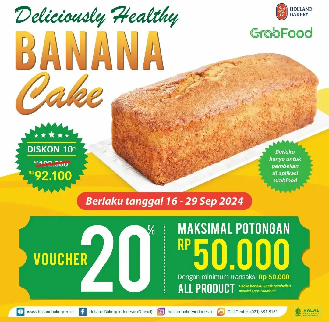 Holland Bakery x GrabFood menu Banana Cake