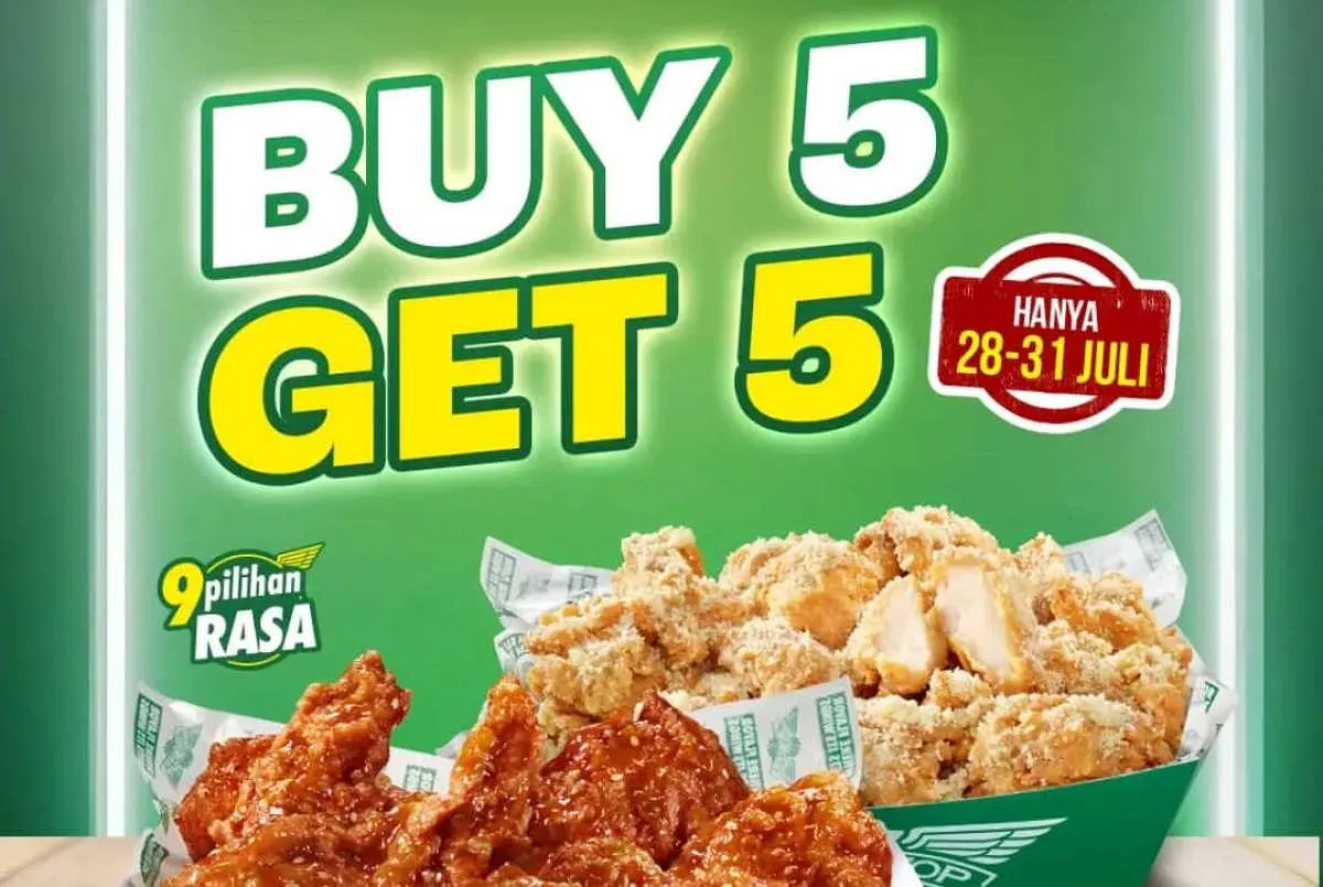Promo Wingstop Buy 5 Get 5 28-31 Juli, Bisa Mix and Match 2 dari 9 Rasa Favorit
