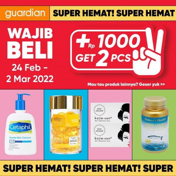 Katalog Promo Guardian +1000 Get 2 Pcs Periode 24 Februari-2 Maret 2022