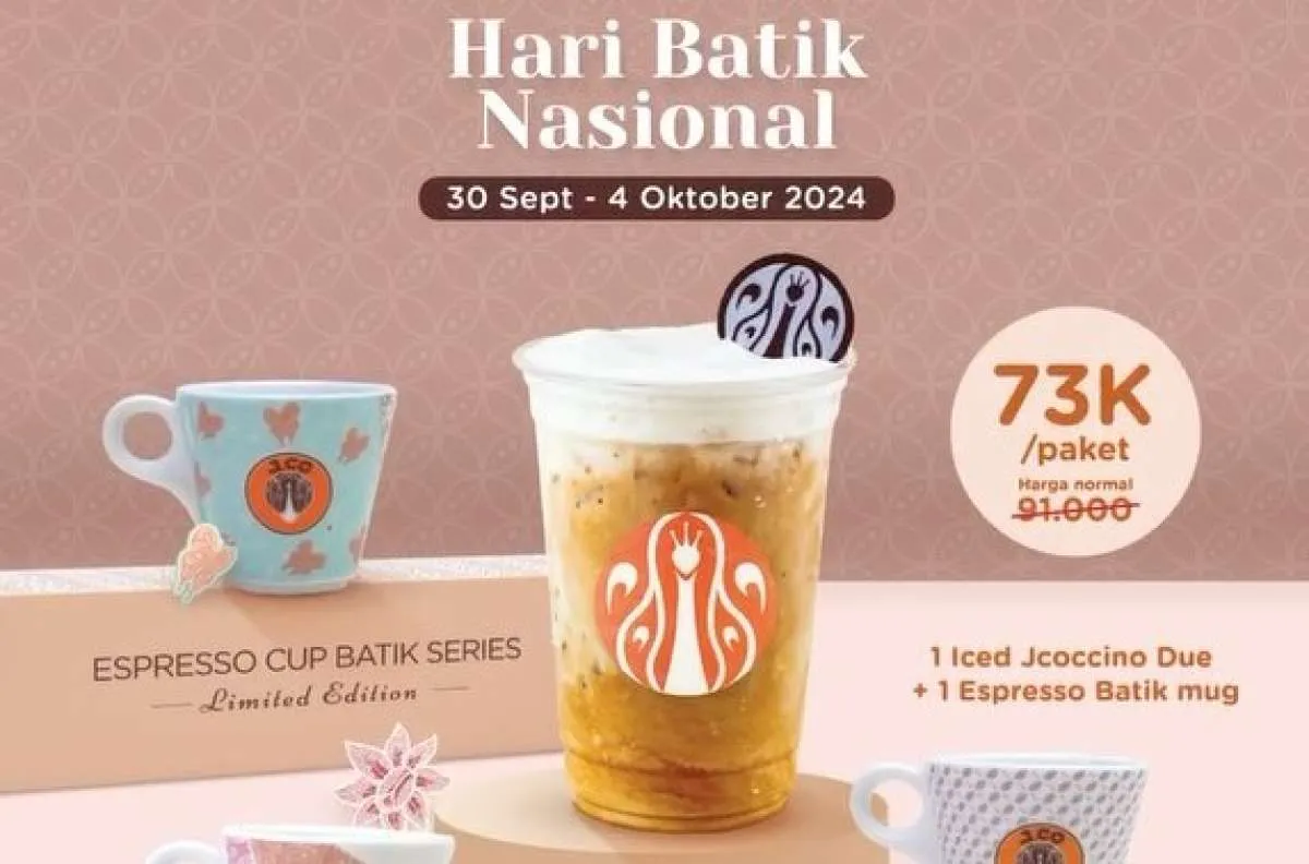 Promo J.CO Spesial Hari Batik Nasional, Iced Jcoccino dan Batik Mug Harga Spesial