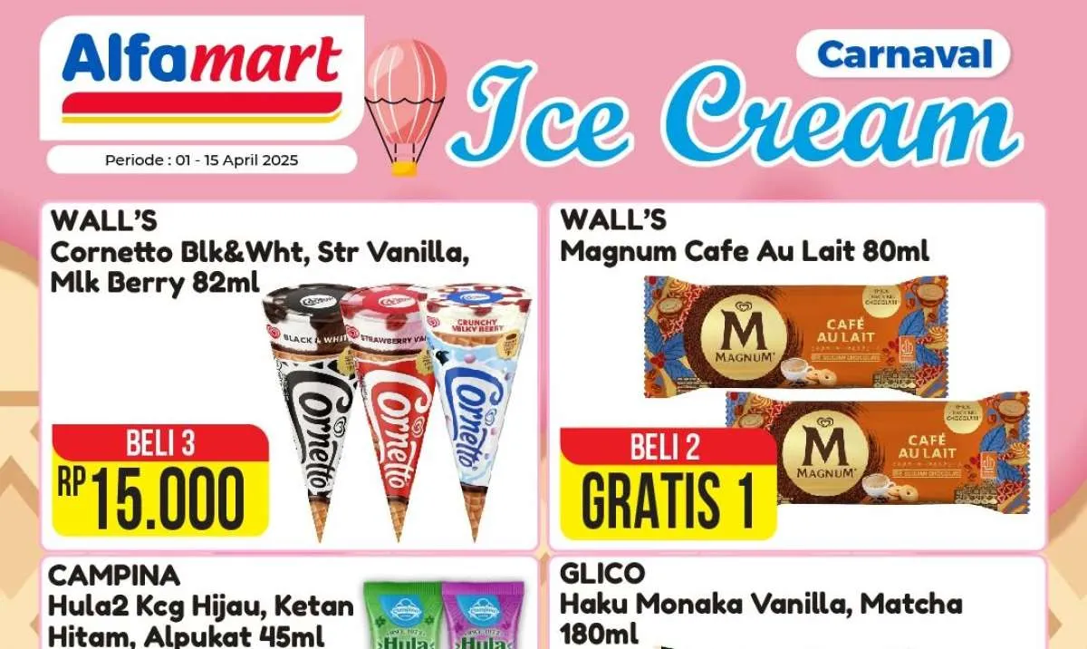Promo Es Krim di Alfamart dan Indomaret Weekday, Promo Cornetto dan Magnum