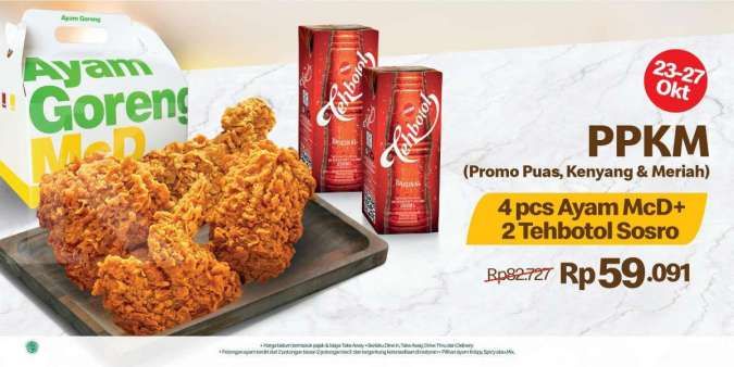 Promo PPKM McDonalds 23-27 Oktober 2021, Paket Ayam & Minum Harga Super Hemat