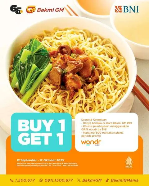 Promo Bakmi GM x BNI Buy 1 Get 1 sampai 12 Oktober