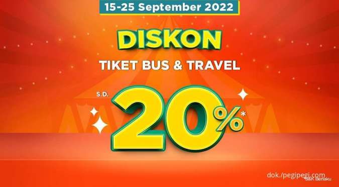 Promo Pegivaganza PegiPegi s.d 25 Sept 2022, Diskon Tiket Bus & Travel hingga 20%