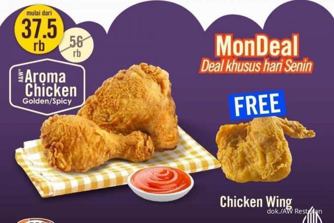 Promo AW Restoran Oktober 2022, Paket MonDeal 2 Aroma Chicken Gratis 1 Chicken Wing