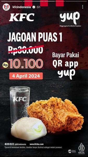 Promo KFC 4.4 Jagoan Puas 1 Rp 10.100 Hanya Hari Ini 4 April 2024
