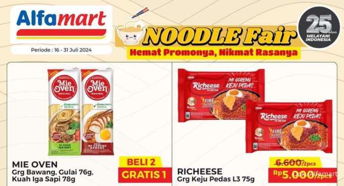 Promo Alfamart Noodle Fair. Mie Oven Beli 2 Gratis 1, Mi Richeese Beli 2 Lebih Murah