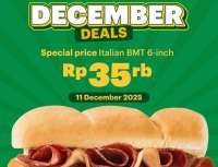 Penawaran Spesial 11 Desember: Promo Subway Italian BMT 6-inch Cuma Rp 35 Ribu