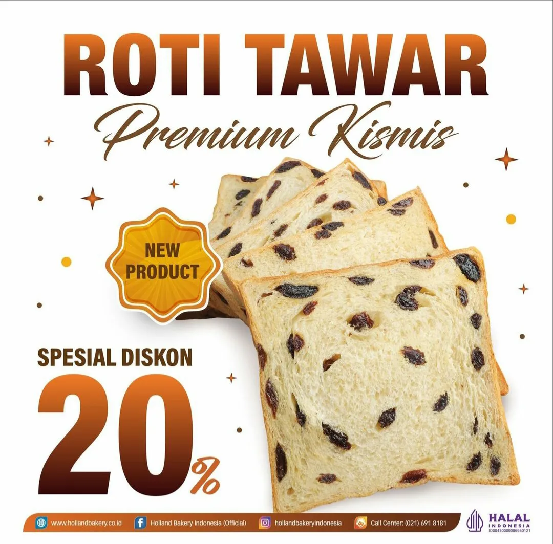 Roti Tawar Premium Kismis ala Holland Bakery