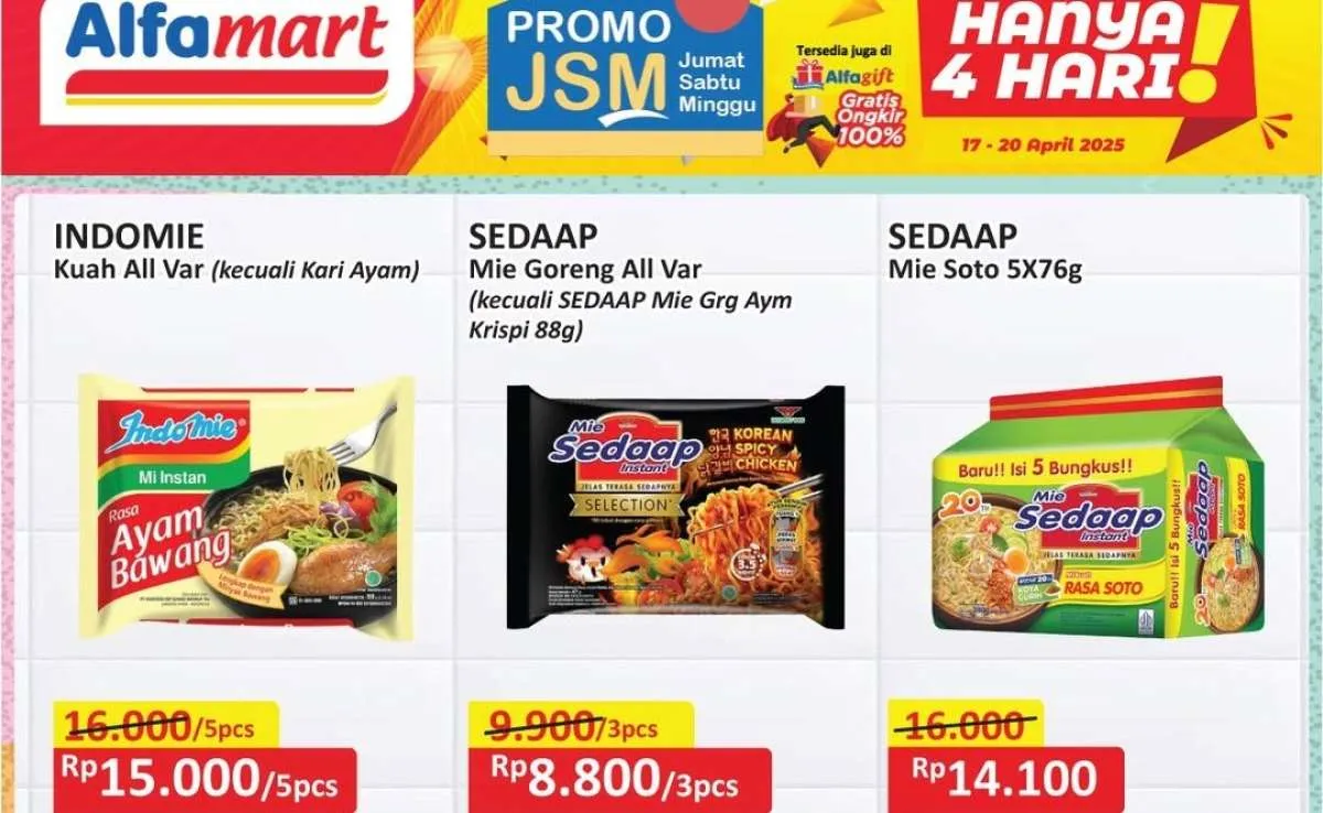 Promo JSM Alfamart 18-20 April 2025, Aneka Mi Instan Beli Banyak Lebih Hemat