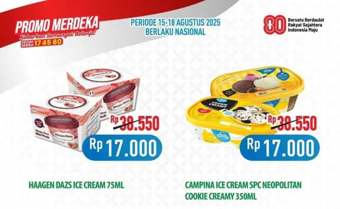 Promo Merdeka Hypermart 15-18 Agustus 2025, Es Krim-Bakso Sapi Serba Rp 17.000