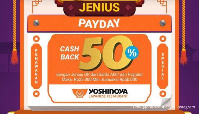 Promo Jenius Payday 25 September 2024 di Yoshinoya hingga Gofood, Potongan 50%