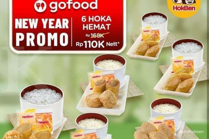 New Year Promo Hokben 3-24 Januari 2022, Beli 6 Hoka Hemat Rp 110.000 di GoFood