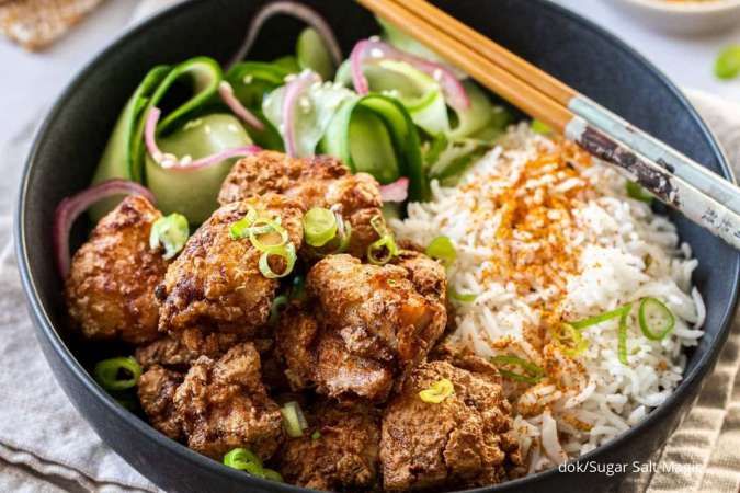 Resep Chicken Karaage Rice Bowl, Seporsi Ayam Goreng yang Juicy Khas Jepang