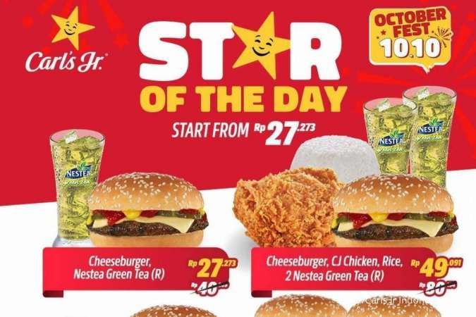 Promo Carls Jr Paket Star of the Day, Diskon Aneka Burger Jumbo Mulai Rp 27.273