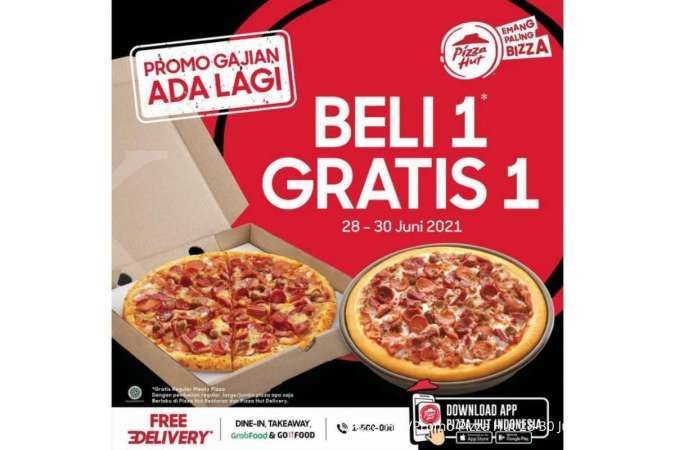 Promo Pizza Hut 28-30 Juni 2021, ada penawaran beli 1 gratis 1