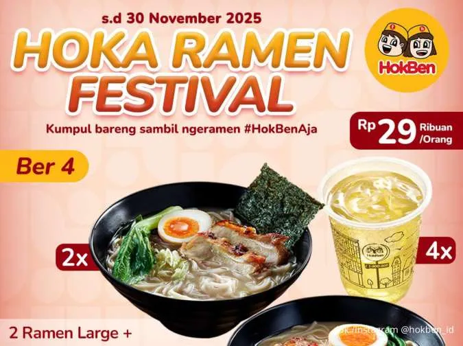 Promo Hoka Ramen Festival November 2025, Ngeramen Rame-Rame Cuma Rp 29.000-an