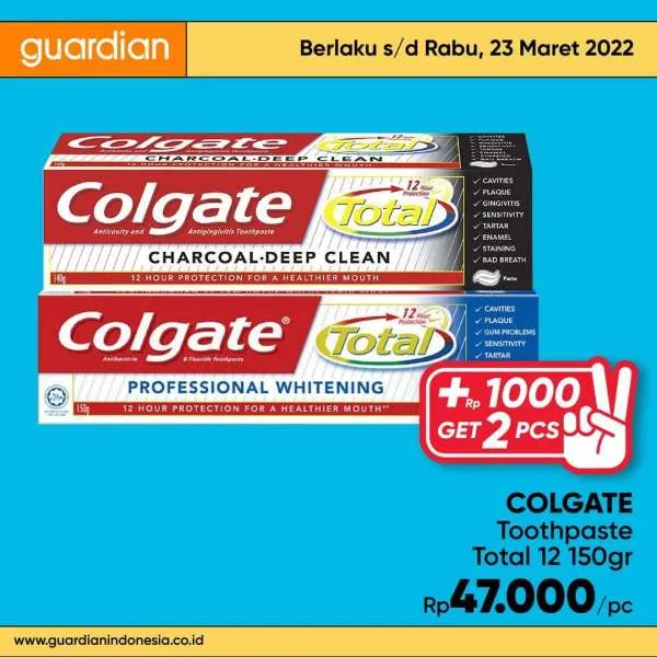 Promo Guardian +1000 Get 2 Pcs Periode 17-23 Maret 2022