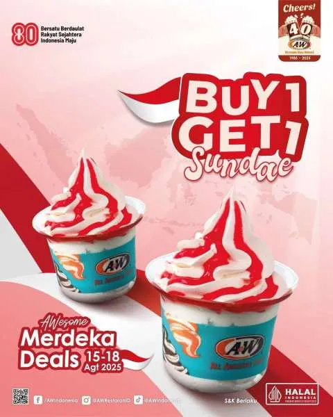 Promo A&W Merdeka Deals Buy 1 Get 1 Sundae