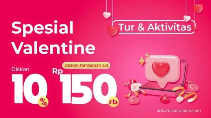 Promo Mister Aladin Spesial Valentine, Nikmati Diskon Tur & Aktivitas hingga 10%