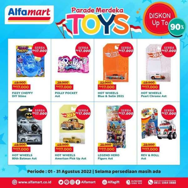 Promo Alfamart Edisi Mainan Anak Diskon s/d 90%, Berlaku hingga 31 Agustus 2022