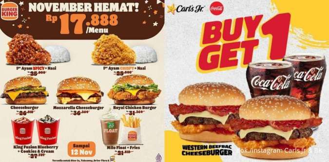 Tanggal Kembar 11.11 Tersedia Diskon-Gratis di Carls Jr, Burger King, sampai McD