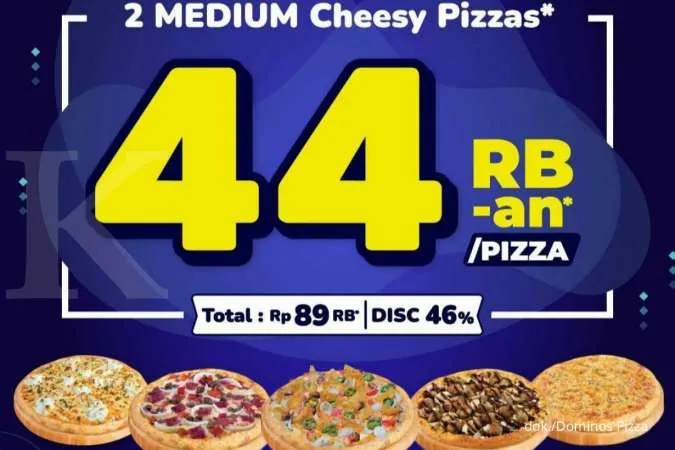 Promo Dominos Pizza 5 Januari 2022, Beli 2 Medium Cheesy Pizzas Dapat Diskon 46%