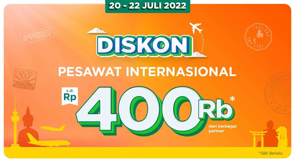 Promo PegiPegi 20-22 Juli 2022, Diskon Pesawat Rute Internasional hingga Rp 400.000