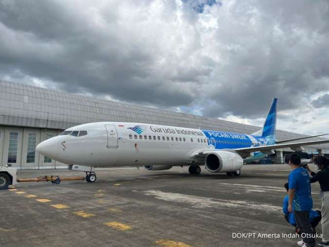 Garuda Indonesia dan Pocari Sweat Luncurkan Pesawat Livery POCARI SWEAT