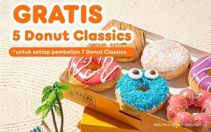 Promo Dunkin DD Card Tiap Senin Periode Juli 2025, Beli 7 Gratis 5 Donut Classics