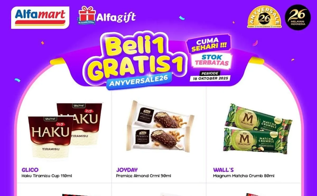 Promo HUT Alfamart, Beli 1 Gratis 1 Hanya Hari Ini 18 Oktober 2025