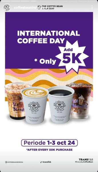 Promo Hari Kopi Sedunia di The Coffee Bean Oktober 2024