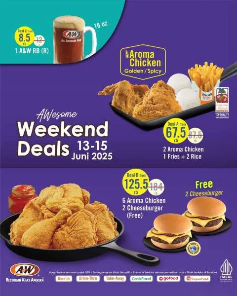 Promo A&W Weekend Deals 13-15 Juni Hemat