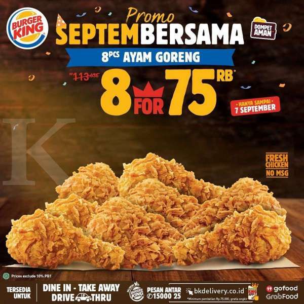 Promo Burger King ‘Septembersama’ 1-7 September 2020 