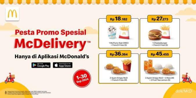 3 Promo McD 1-30 September 2024, Ada Paket Spesial McDelivery Hanya Rp 18.182