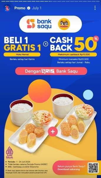 Promo Bank Saqu di HokBen Bulan Juli 2024