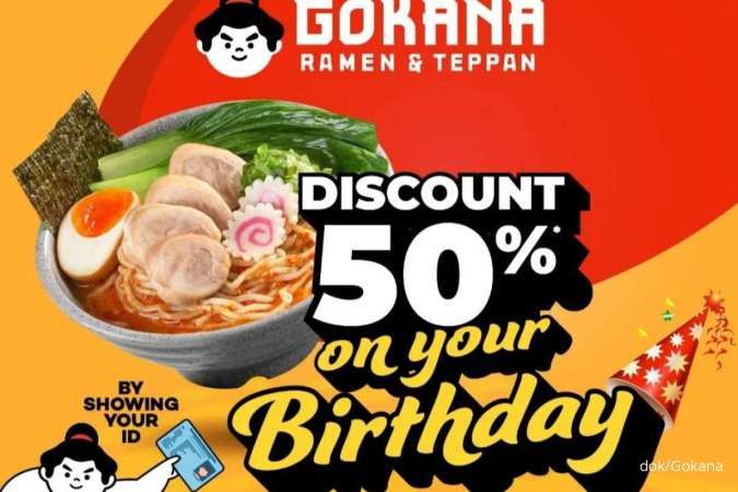 2 Promo Gokana Diskon 50% Birthday Voucher-Pembayaran via BTN
