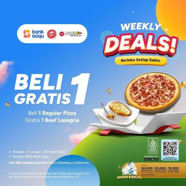 Promo Pizza Hut Delivery dengan Bank Saqu 11 Januari-29 Maret 2025