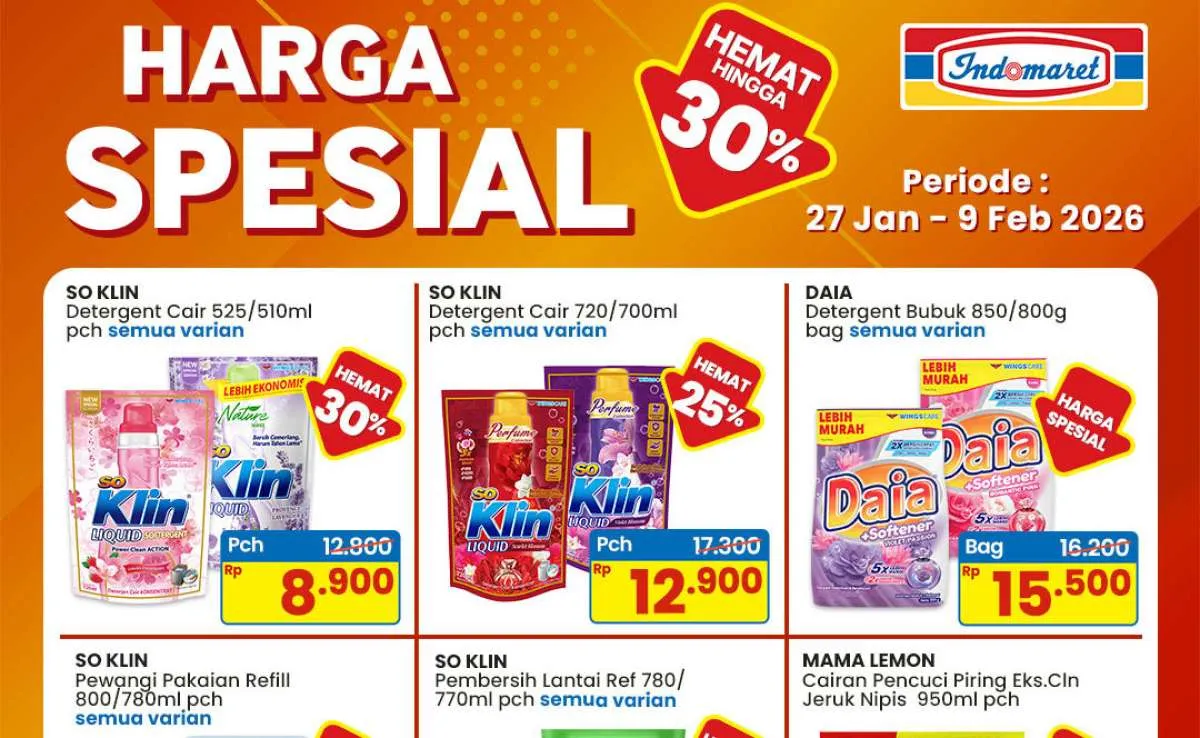 Promo Indomaret Harga Spesial Akhir Januari 2026, Ada So Klin Diskon 30%