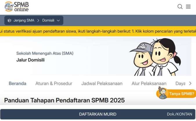 Link Pengumuman Hasil SPMB 2025 Provinsi Banten Jalur Domisili