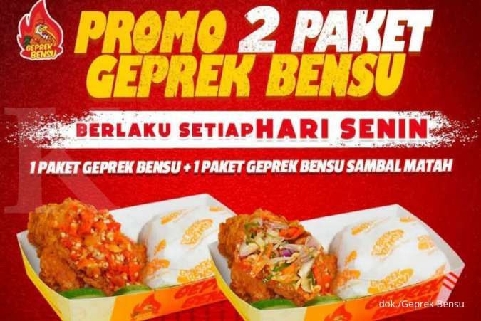 Spesial Senin! Promo Geprek Bensu 2 Paket Ayam Geprek dan Nasi Diskon Cuma Rp 27.000