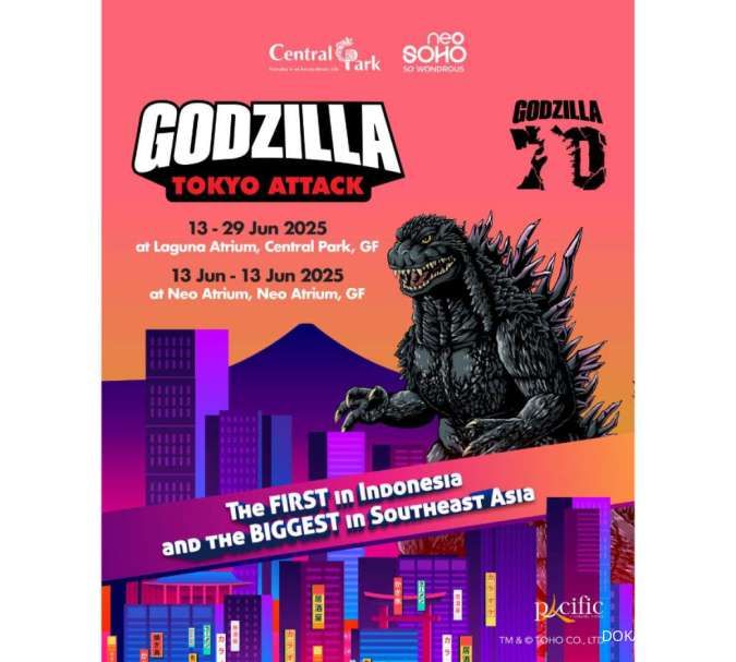 Pertama Kali di Indonesia, Godzilla Hadir di Central Park dan Neo Soho Mall